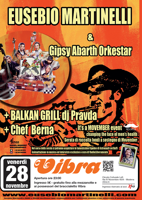 Ven 28 Novembre  Eusebio Martinelli Gipsy Orkestar + Balkan Grill